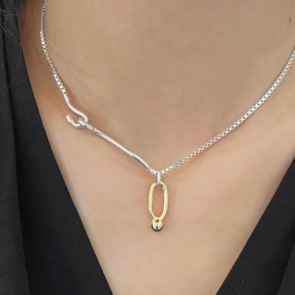 The Asymmetry Two Tone Abstract necklace in 925 silver. - Picture 2 of 3